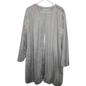 Fever Coat Womens XL Gray Faux Fur Open Front Collarless Plush Overcoat